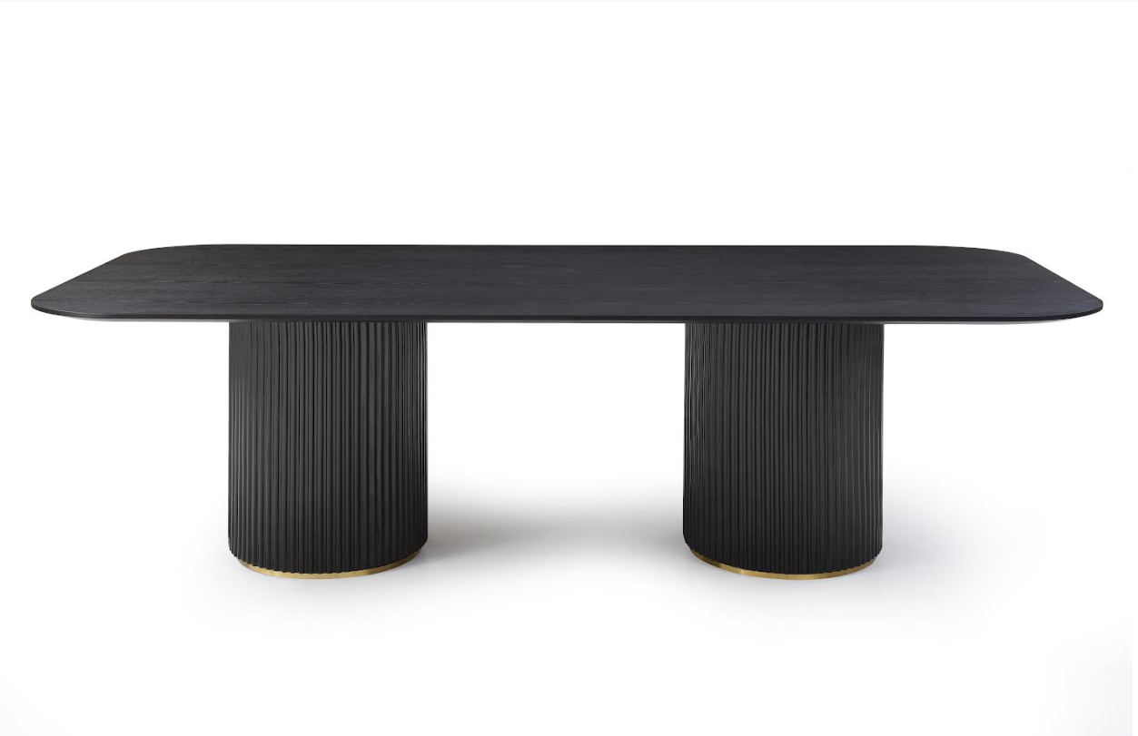 Lantine 280 Dining Table - Black Oak & Brass
