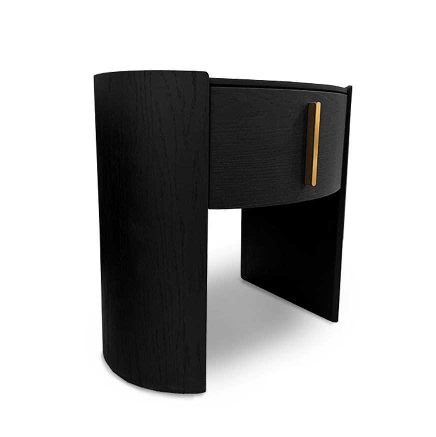 Tulume Bedside - Matt Black Oak