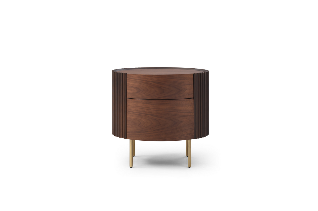 Lantine Bedside Table - Walnut & Brass