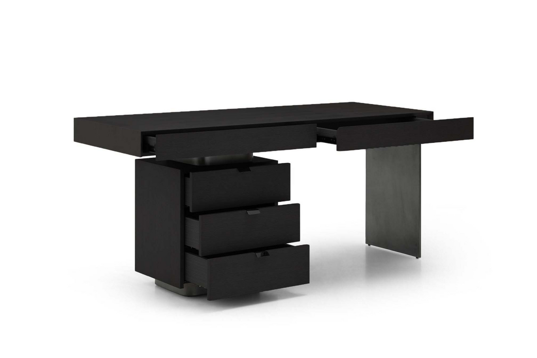 Oston Desk - Smoke Oak - Left Hand Drawers