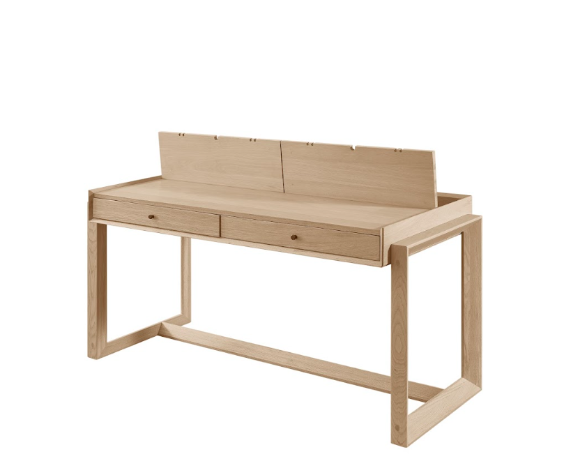 Offset Solid Oak Desk - Natural