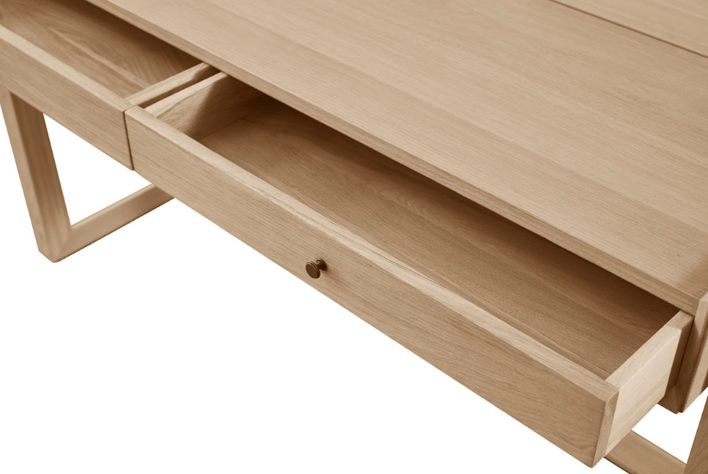 Offset Solid Oak Desk - Natural