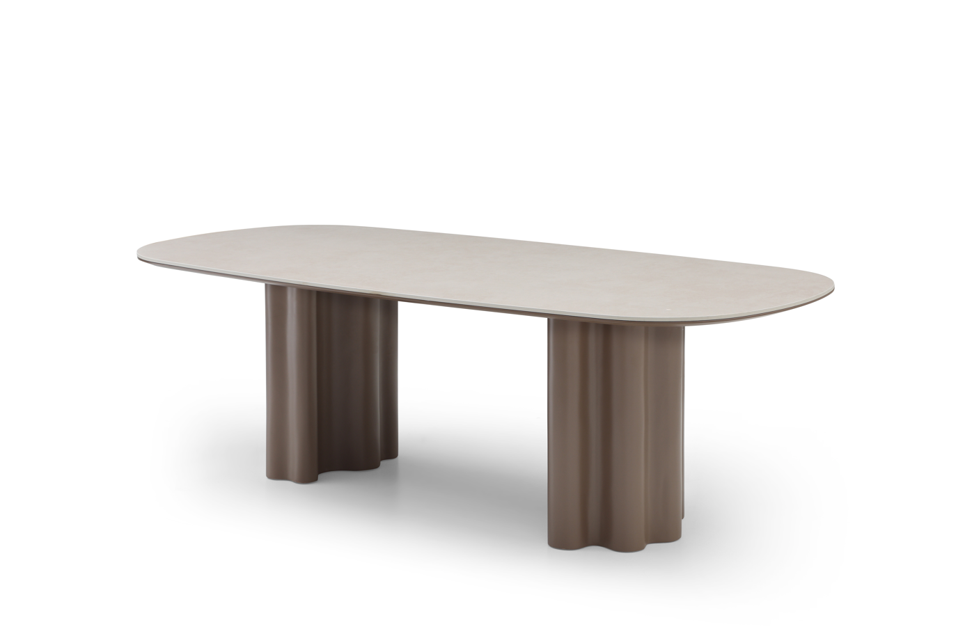 Moon Dining Table - 240 - Cocoa & Cream Ceramic