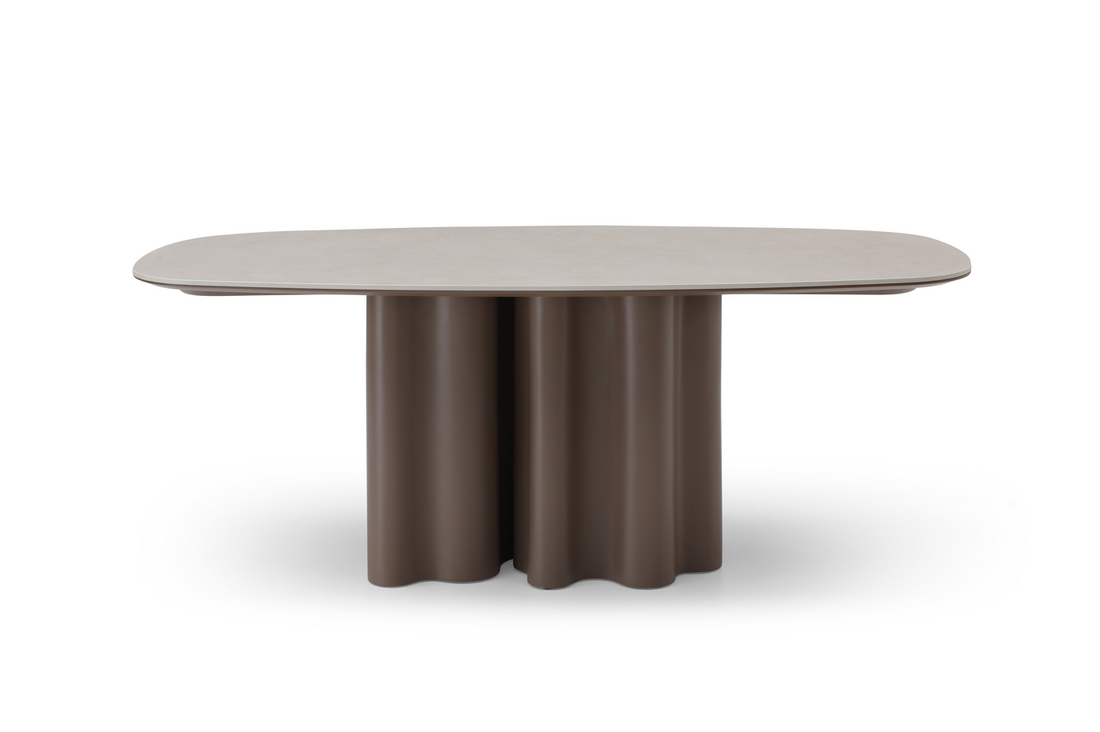 Moon Dining Table - 200 - Cocoa & Cream Ceramic