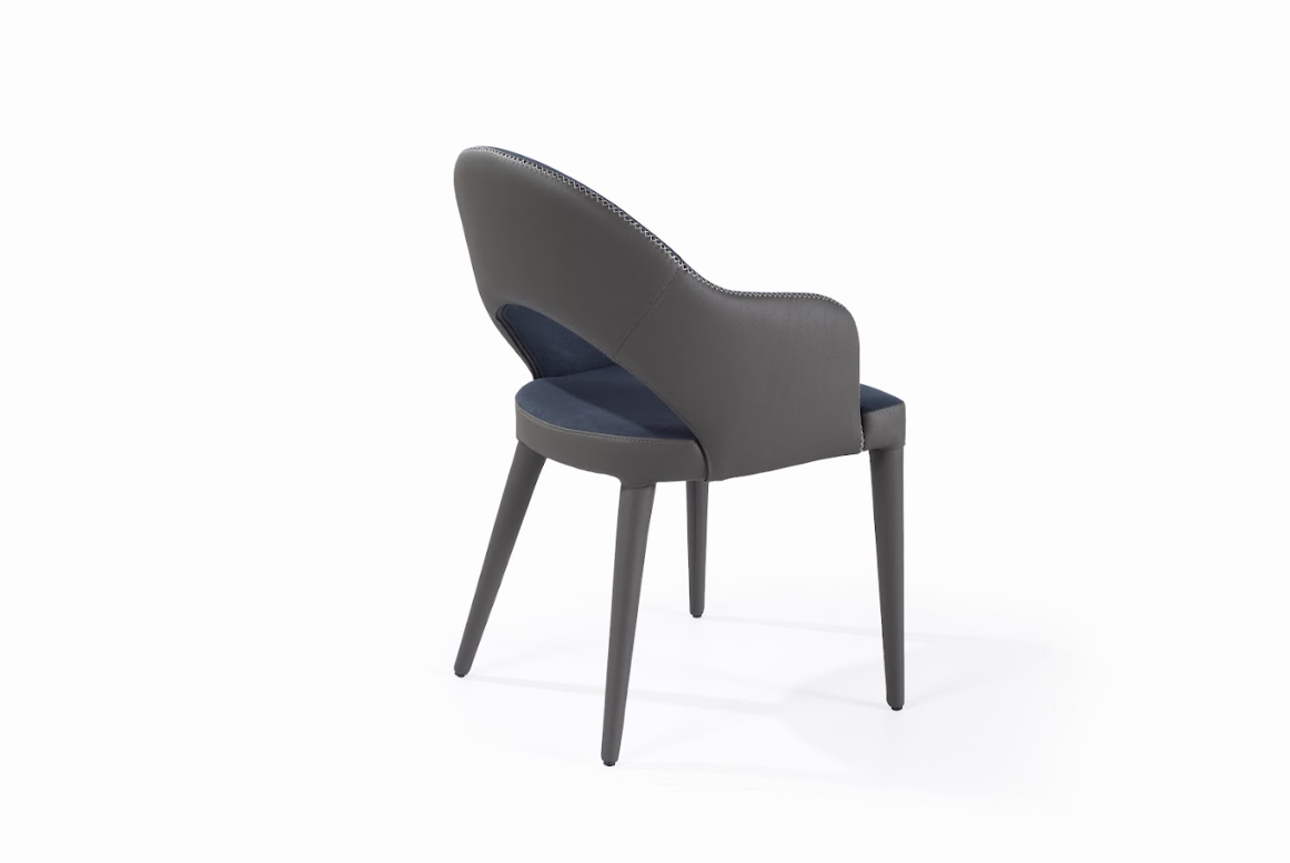 Jiva Dining Chair - Nappa Midnight Blue & Grey