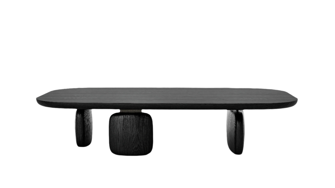 Underline Oval Coffee Table - Black Oak