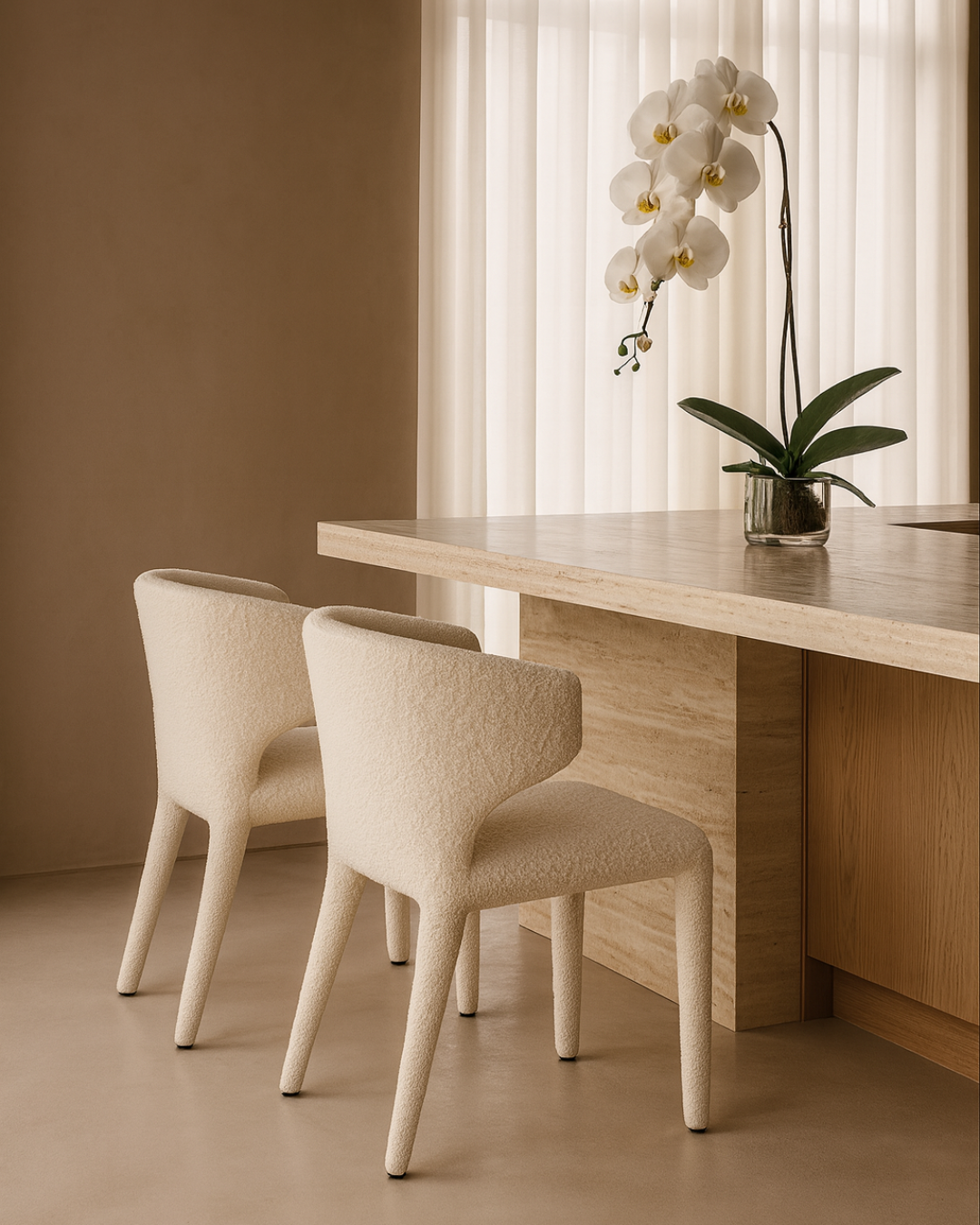 Vela Dining Chair - Chex Polar Bouclé