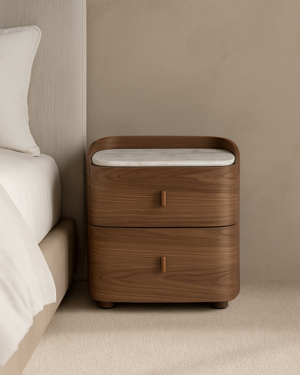 Vertu Walnut Bedside Table - Tommy Franks