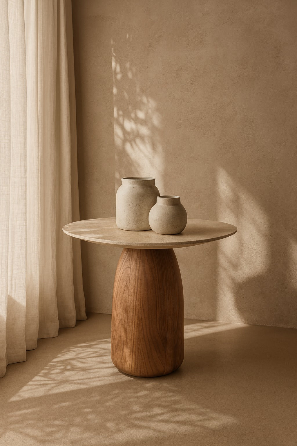 Basilca Side Table - Walnut Travertine