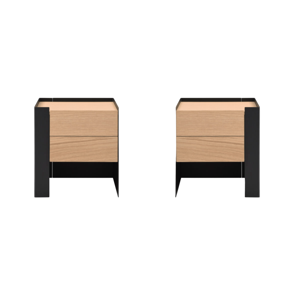 Tunica Bedside Table - Light Ash Oak - Pair