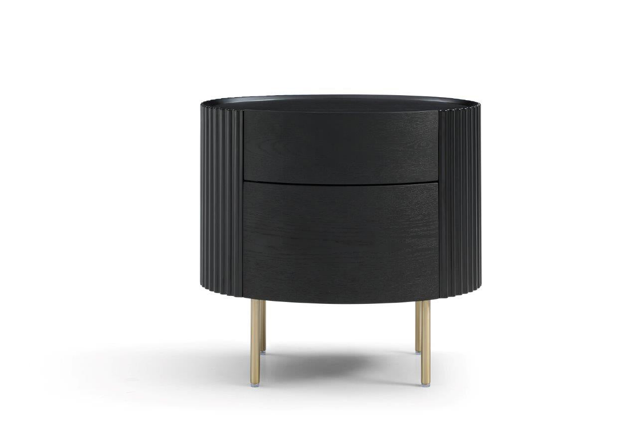 Lantine Bedside Table - Matte Black Oak