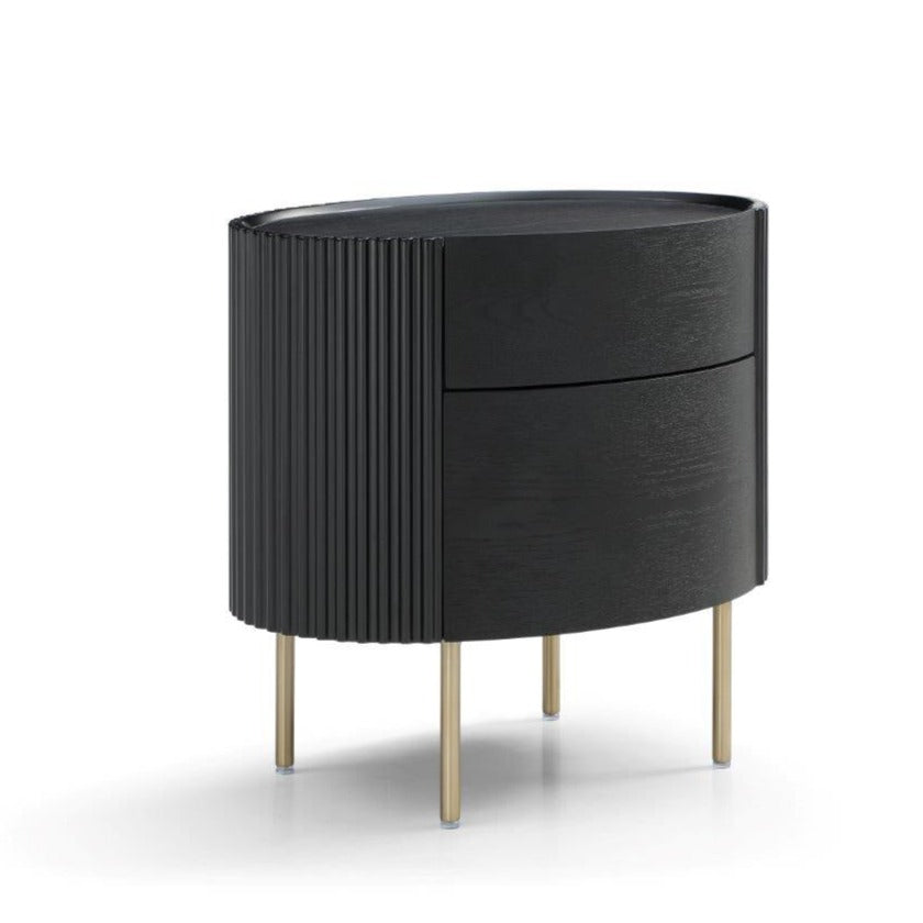 Lantine Bedside Table - Matte Black Oak