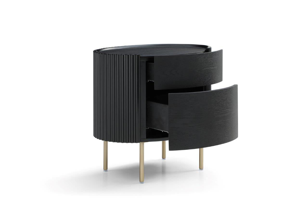 Lantine Bedside Table - Matte Black Oak