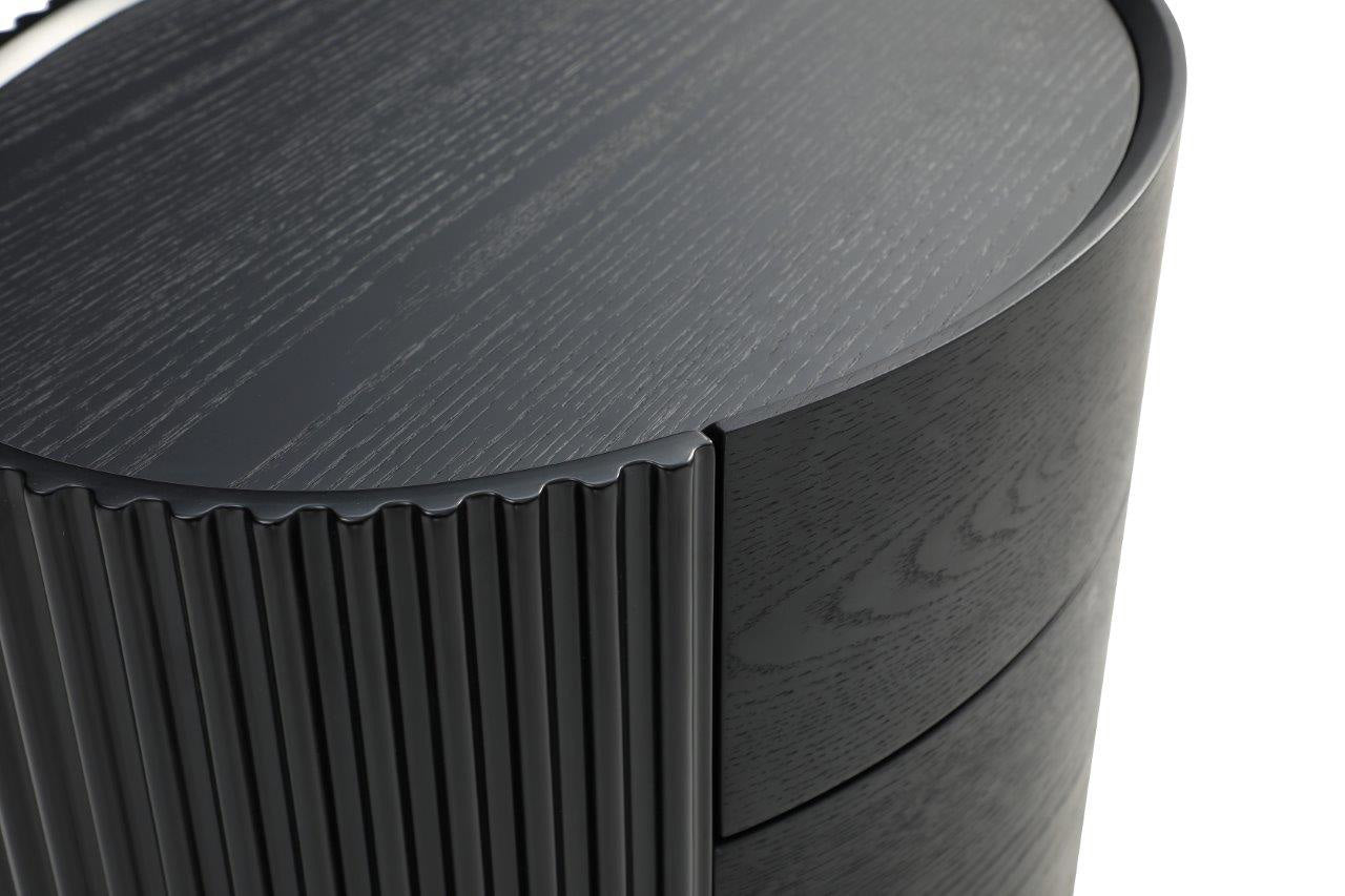 Lantine Bedside Table - Matte Black Oak