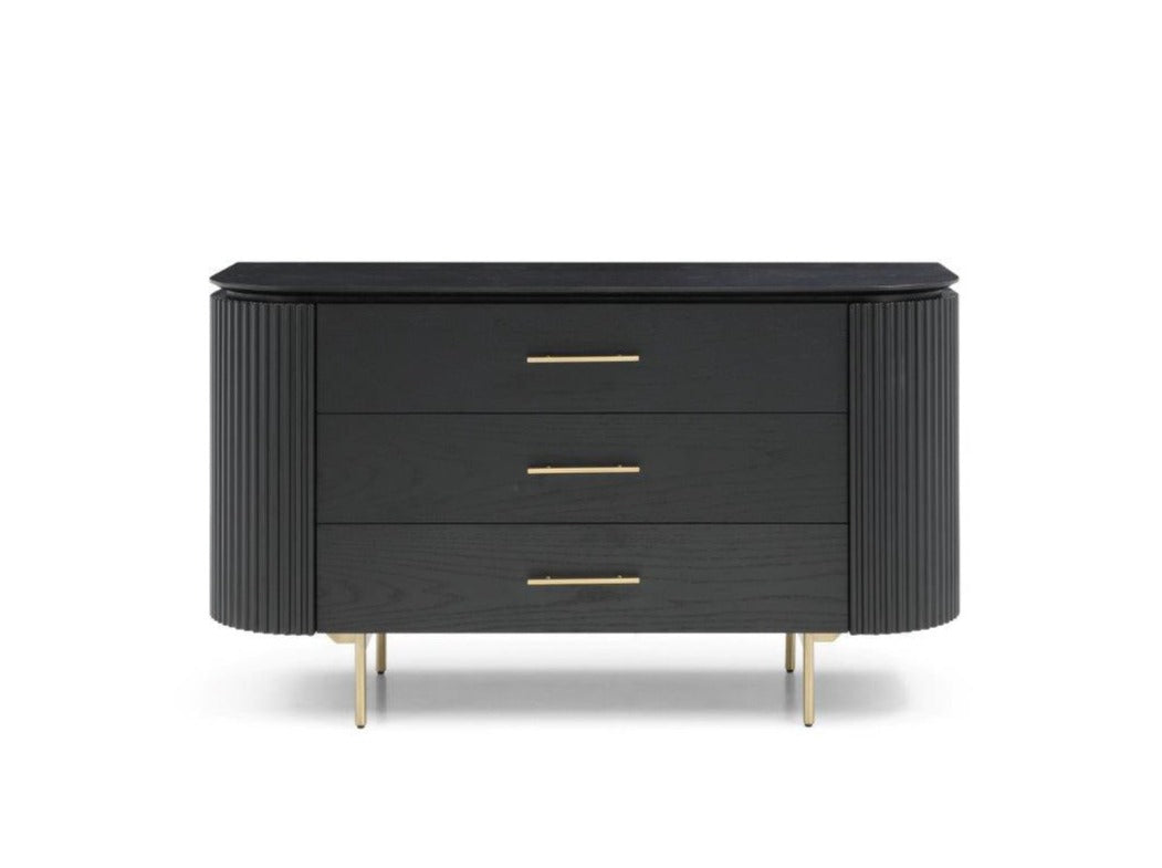 Lantine 3 Drawer Dresser - Matte Black Oak