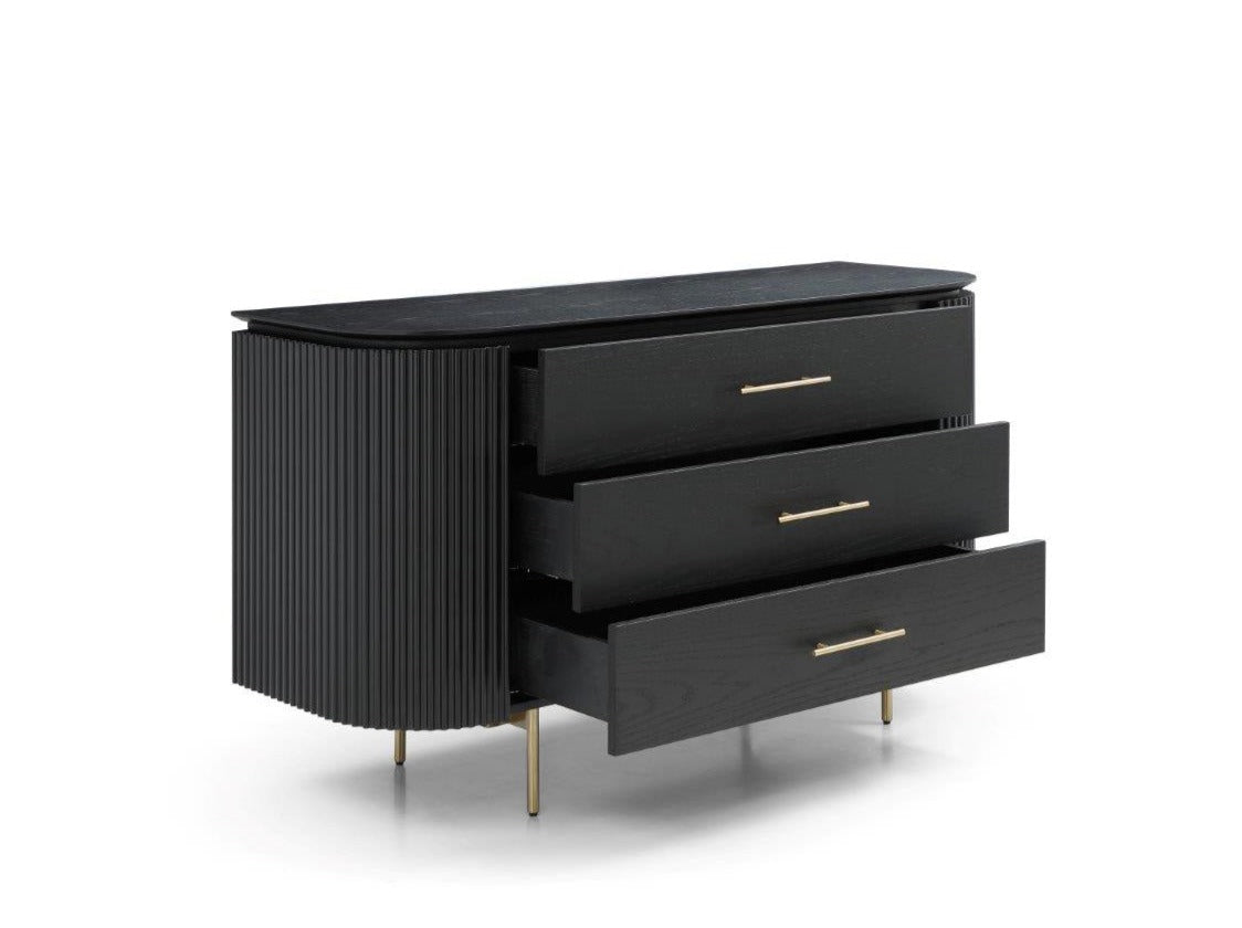 Lantine 3 Drawer Dresser - Matte Black Oak