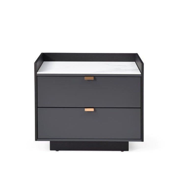 Saviour Bedside Table - White Marble & Grey Wash Oak