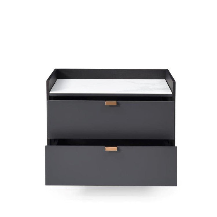 Saviour Bedside Table - White Marble & Grey Wash Oak