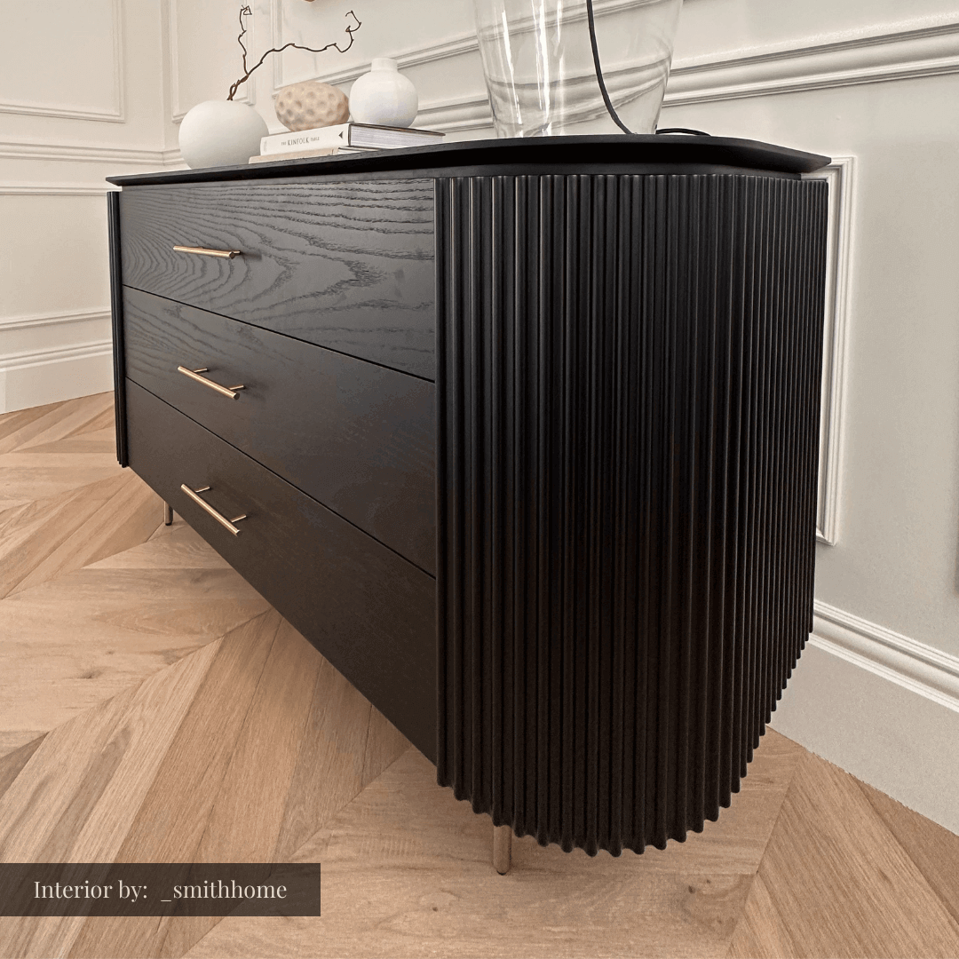 Three drawer dresser online black