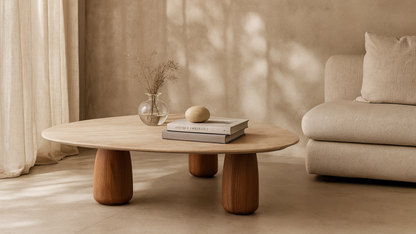 Basilca Coffee Table - Walnut Travertine