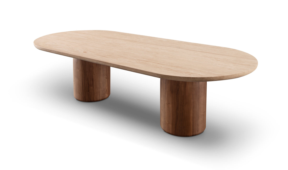 270in Table Basilca Dining Table 270 - Walnut Travertine – Tommy Franks