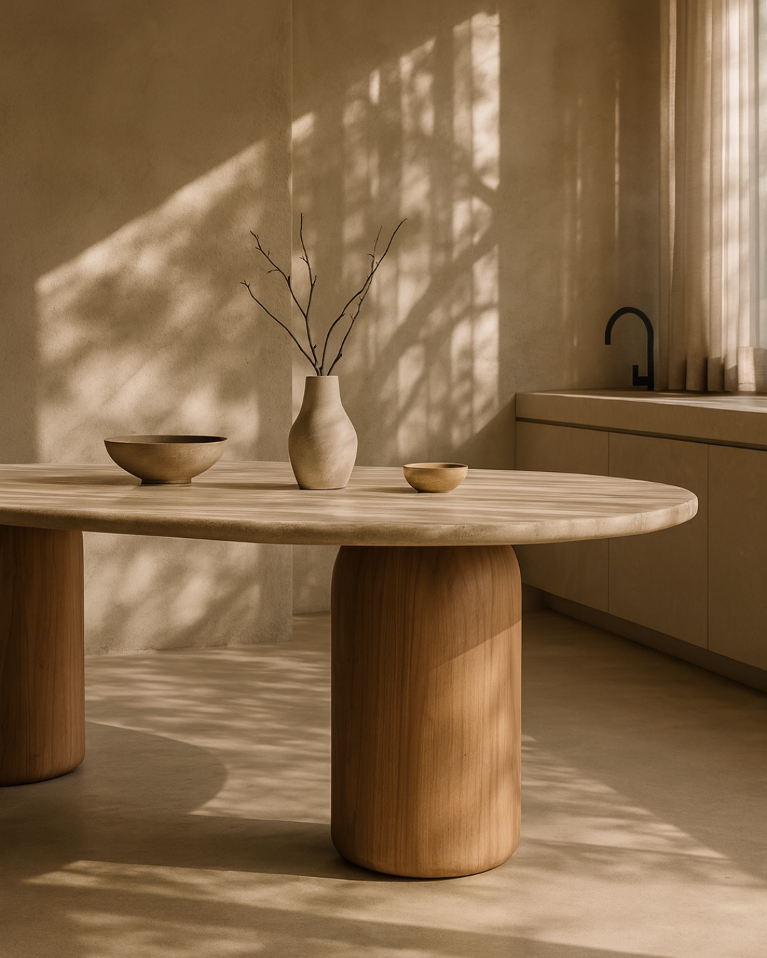 Basilca Dining Table 270 - Walnut Travertine