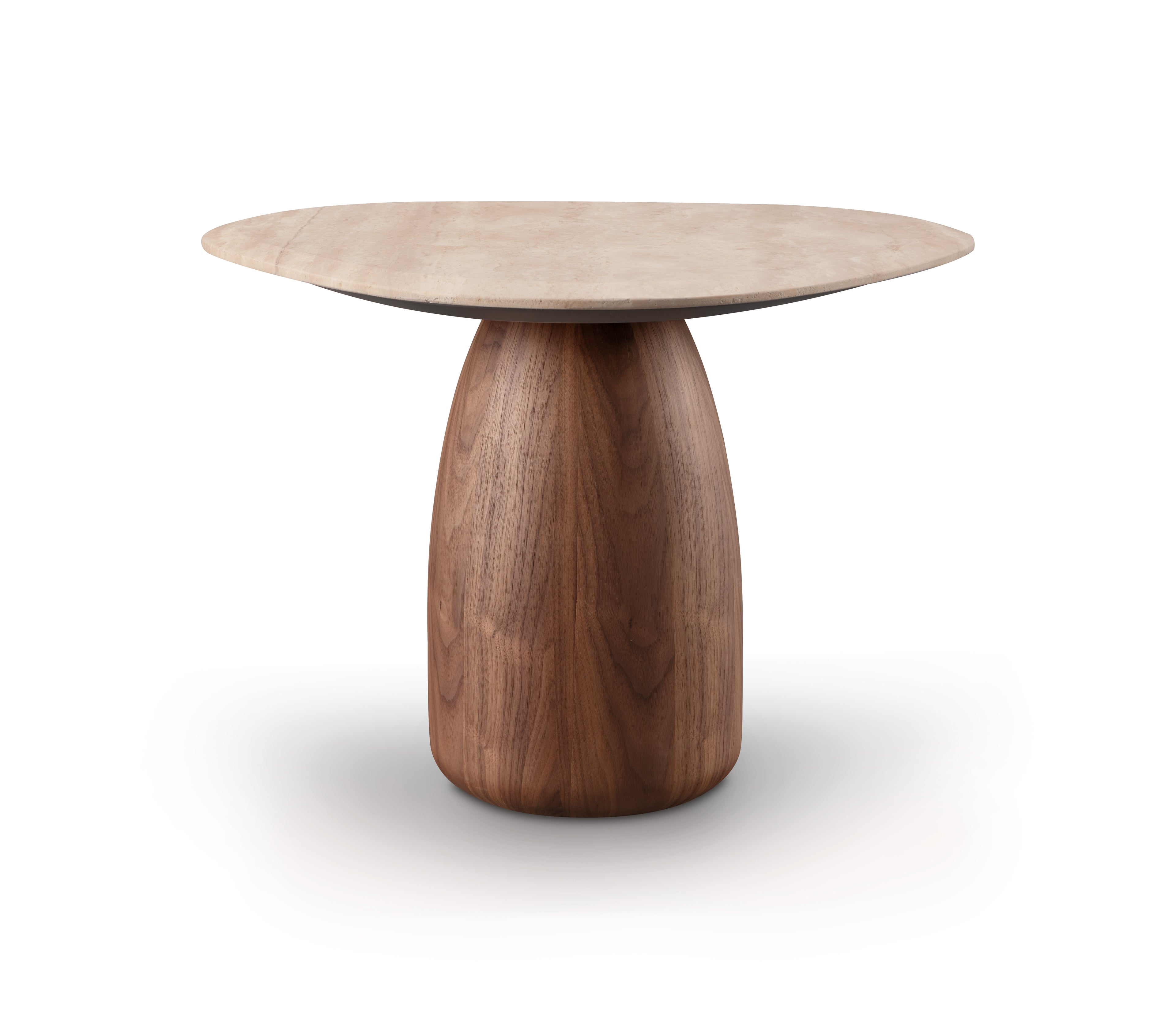 Basilca Side Table - Walnut Travertine