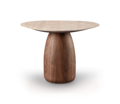 Basilca Side Table - Walnut Travertine