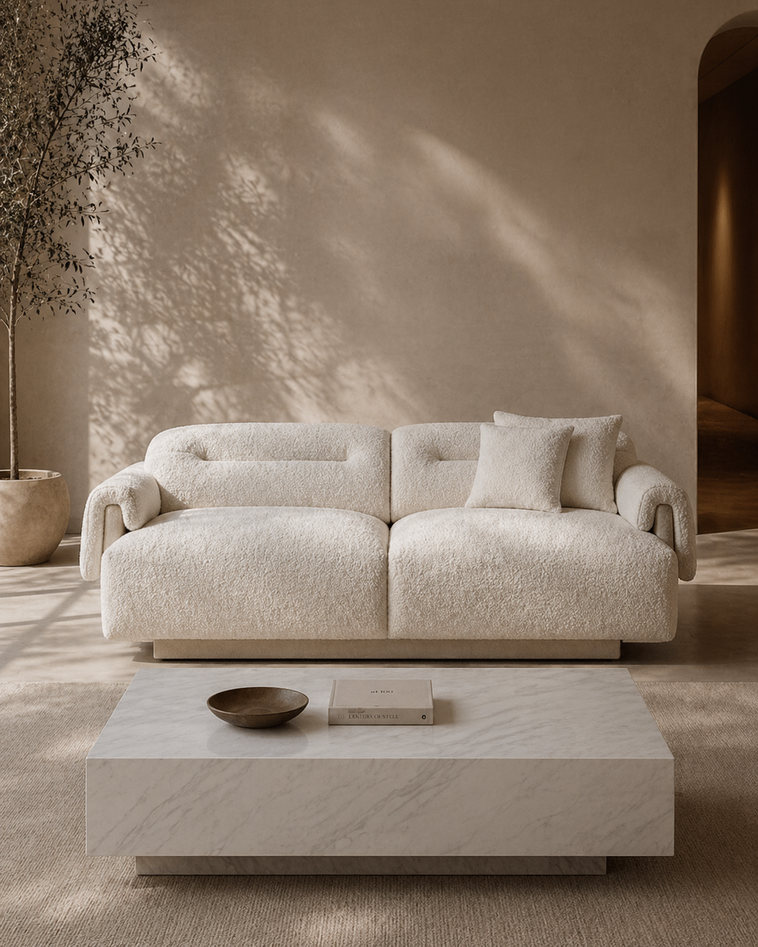 Frankie 3-Seater Sofa - Chex Polar Bouclé