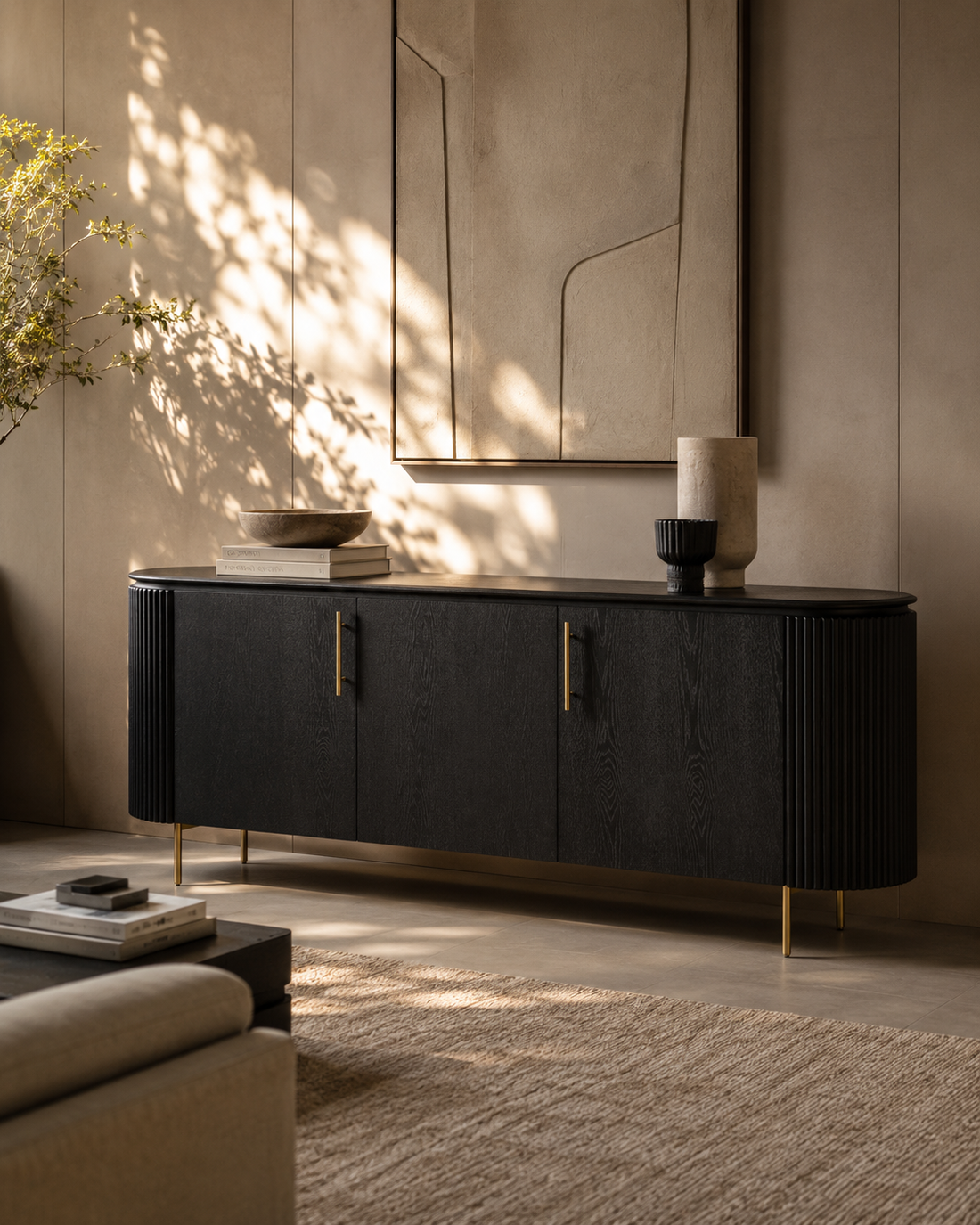 Lantine Buffet - Black Oak &amp; Brass