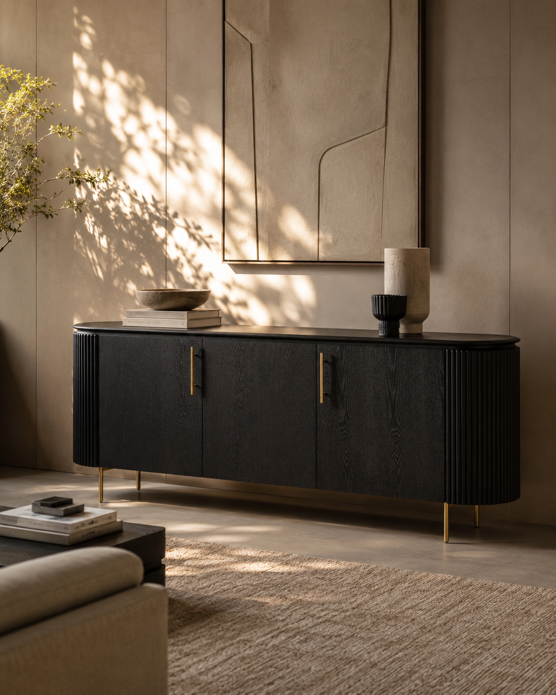 Lantine Buffet - Black Oak &amp; Brass