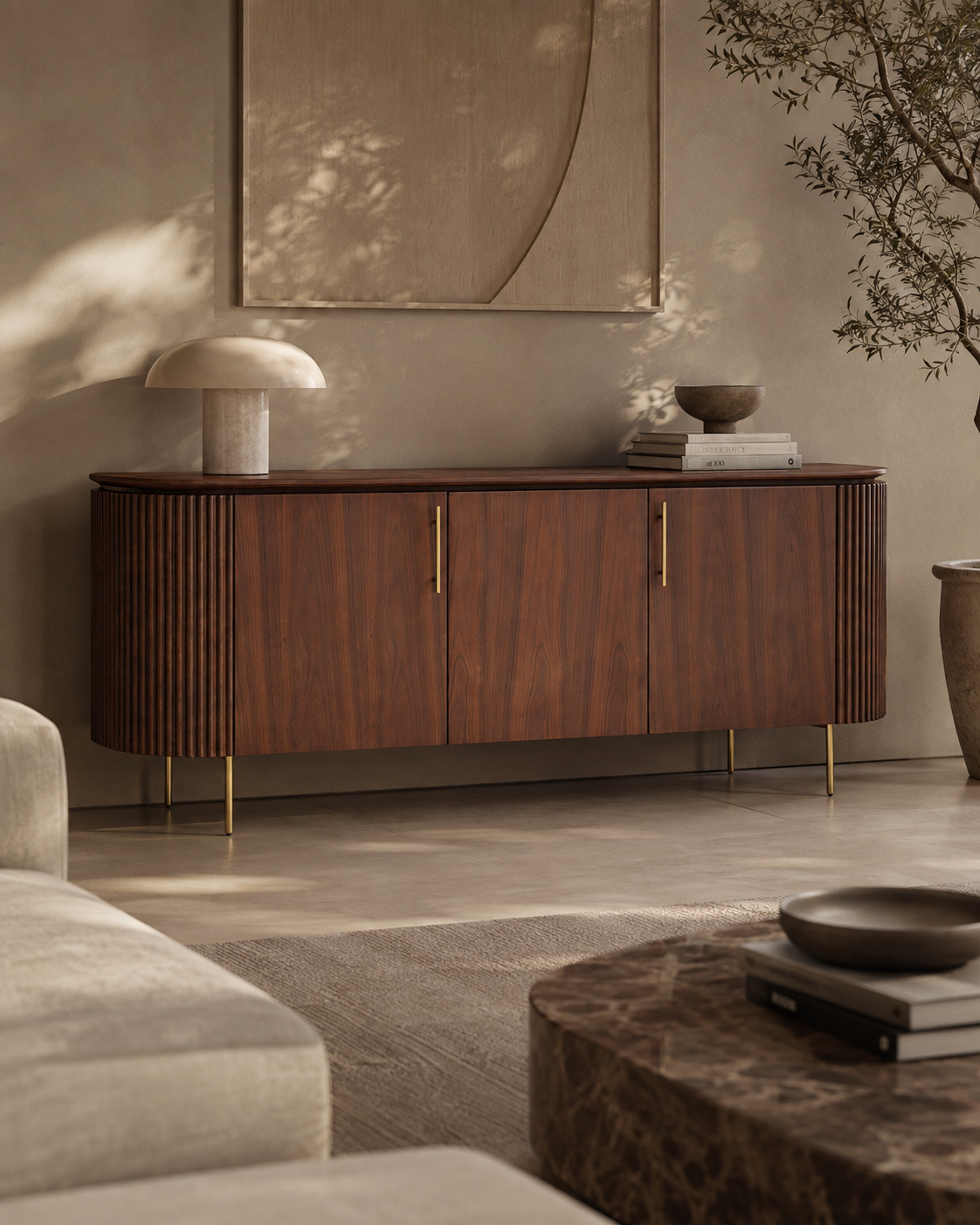 Lantine Buffet – Walnut &amp; Brass