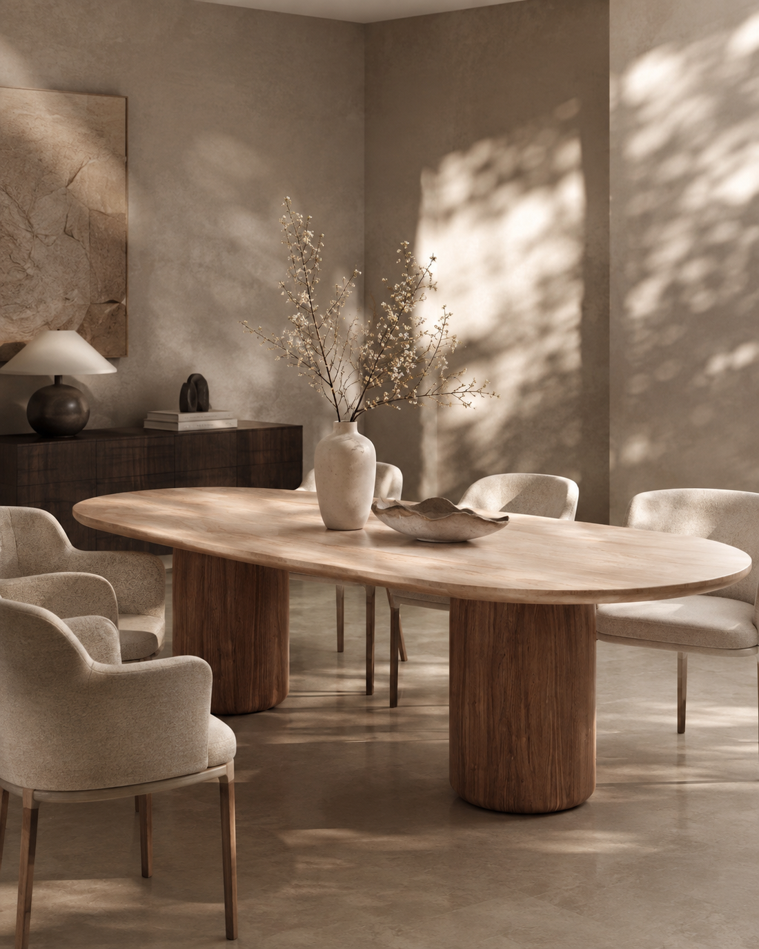 Basilca Dining Table 270 - Walnut Travertine