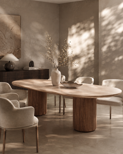 Basilca Dining Table 270 - Walnut Travertine