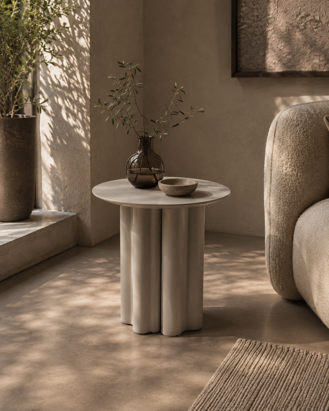 Moon Side Table - Matte Beige