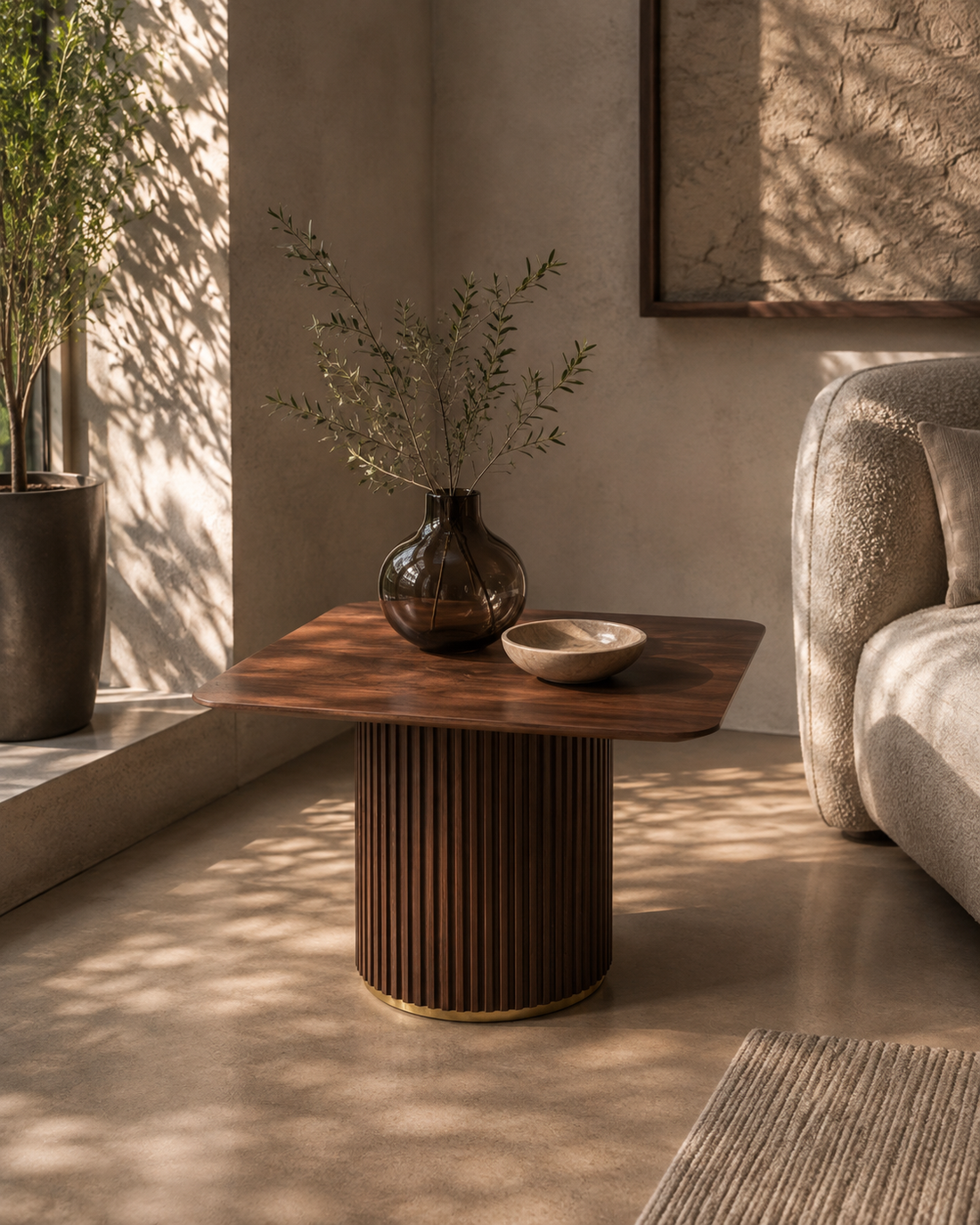 Lantine Side Table - Walnut &amp; Brass