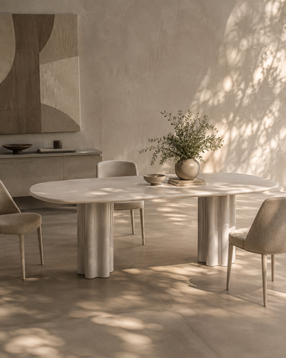 Moon Dining Table 240 - Matte Beige
