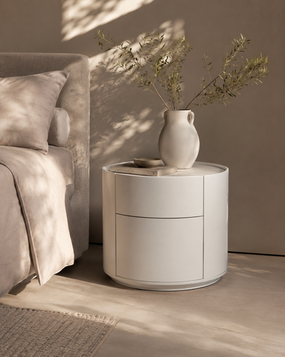 Ming Bedside Table - Matte Beige