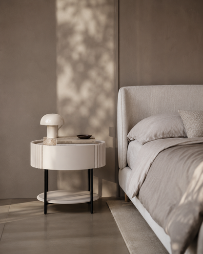 Avola Bedside Table - Matte Beige