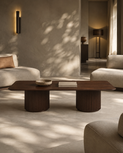 Lantine Coffee Table - Double Pedestal - Walnut