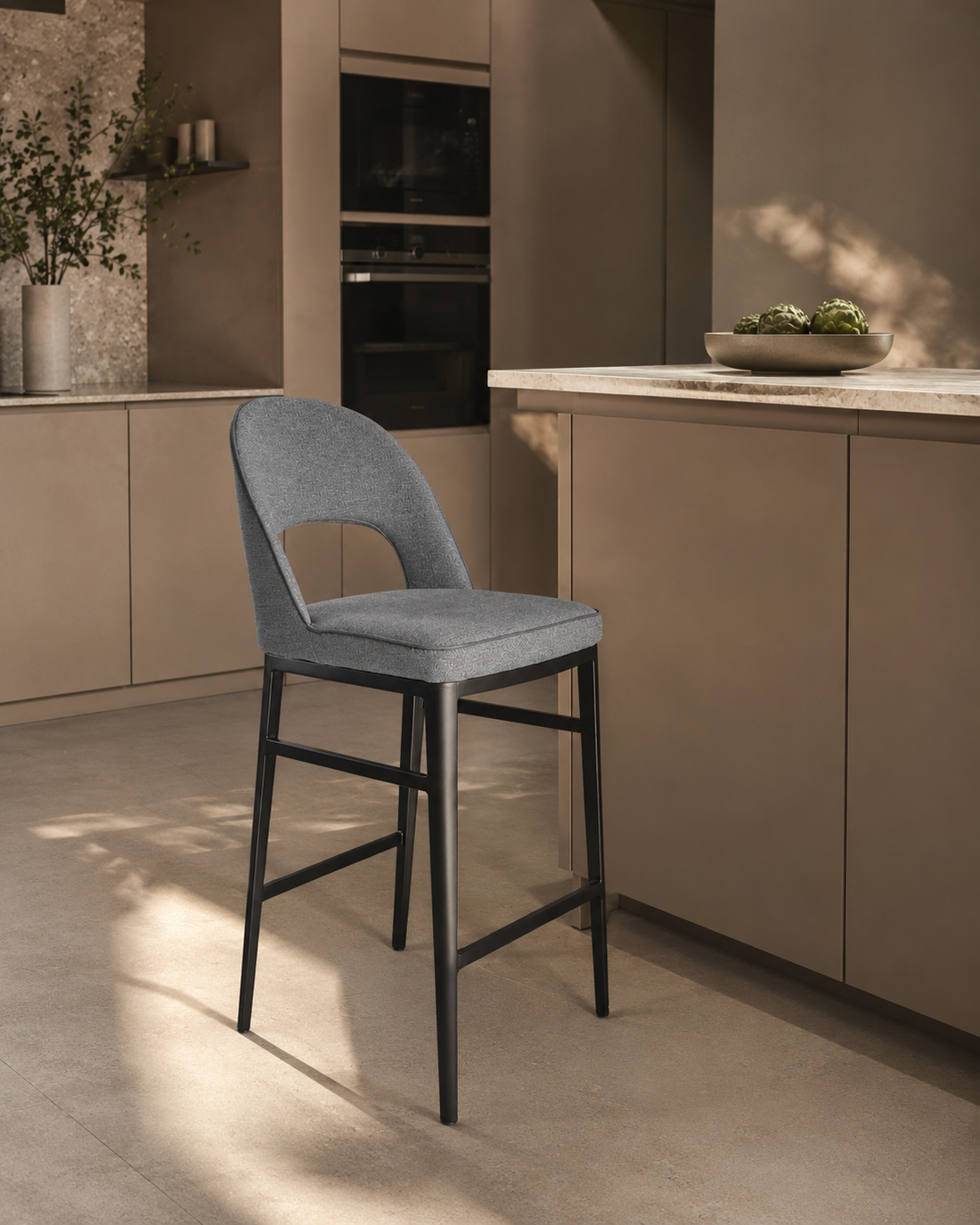 Verna Bar Stool - Enzimi Dark Grey and Dark Bronze