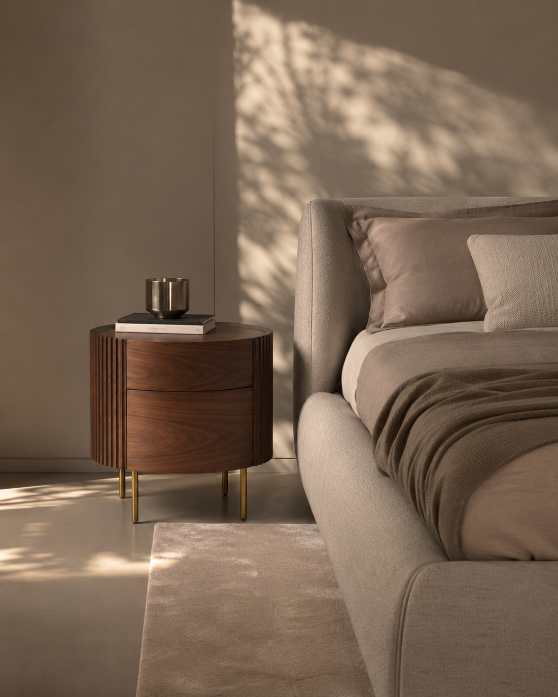 Lantine Bedside Table - Walnut &amp; Brass