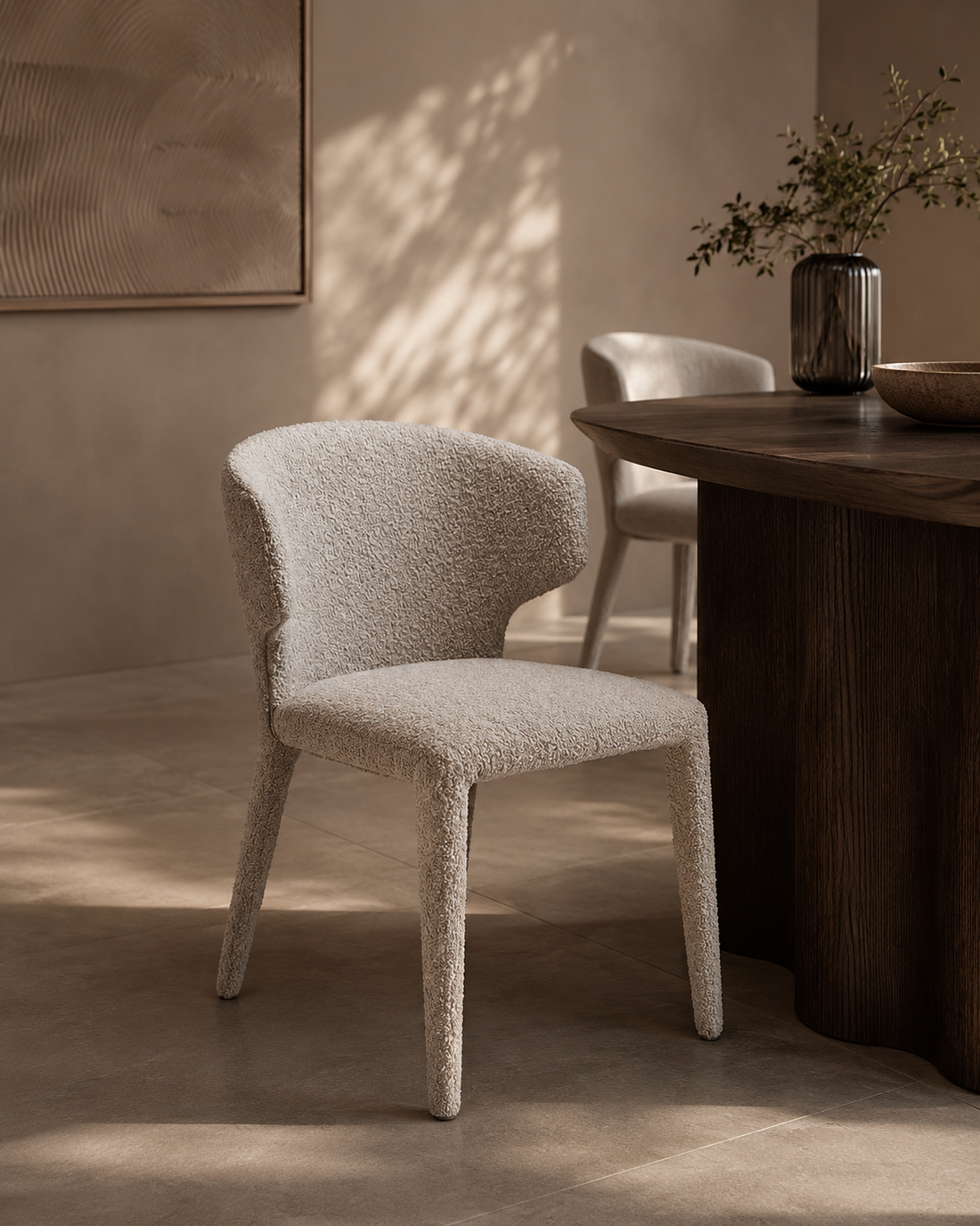 Vela Dining Chair - Chex Steam Bouclé