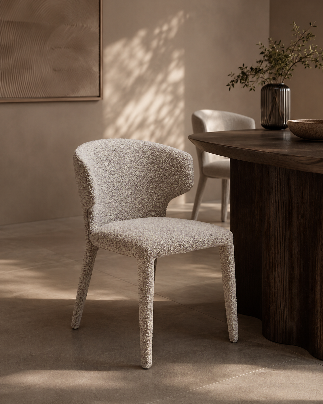 Vela Dining Chair - Chex Steam Bouclé