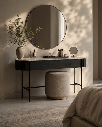 Lantine Marble Console Table - Matt Black