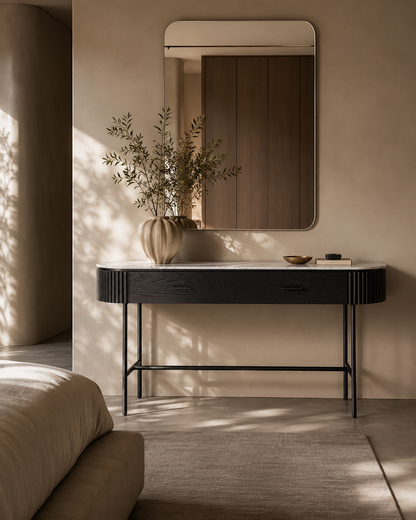 Lantine Marble Console Table - Matt Black