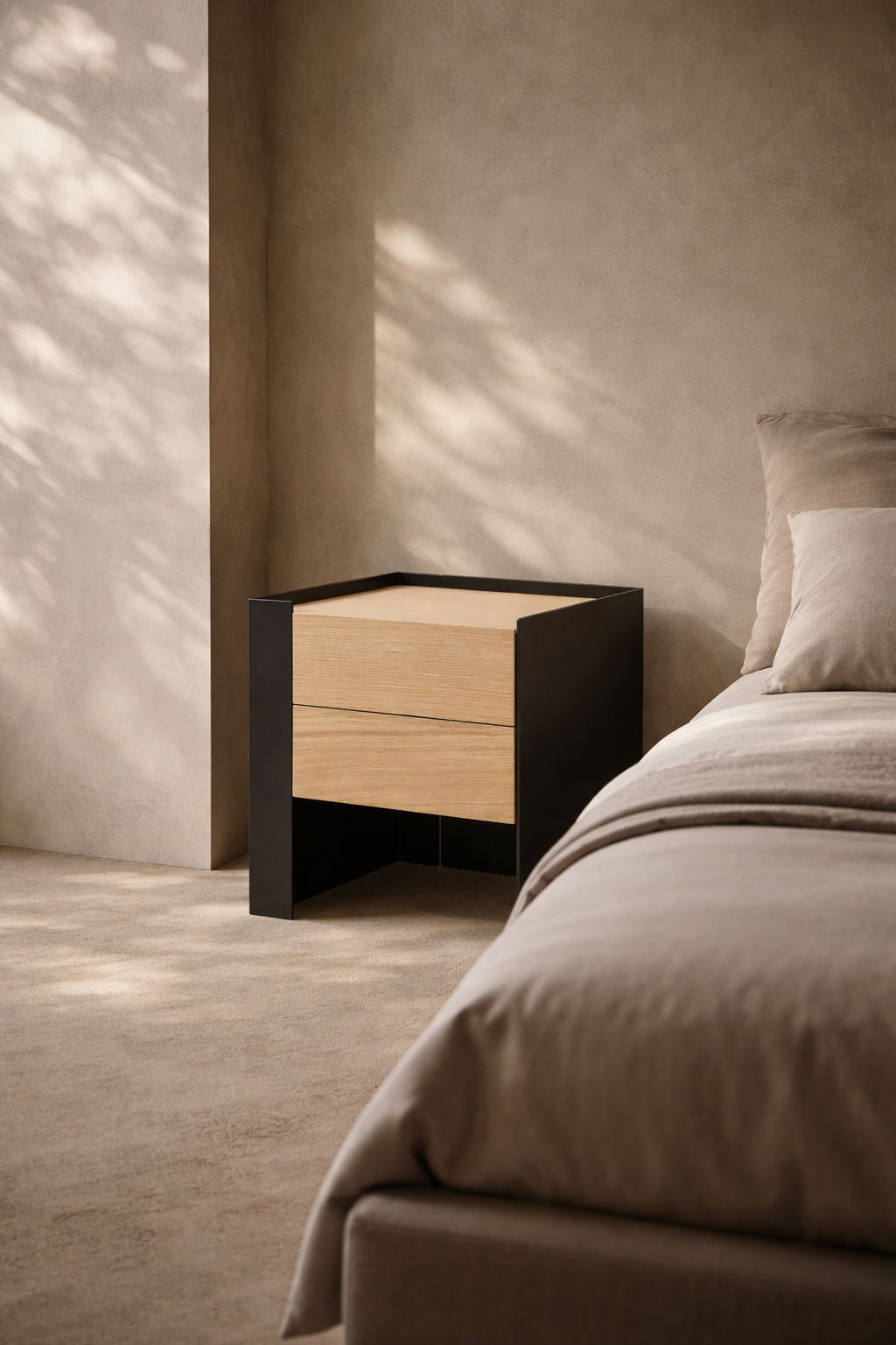 Tunica Bedside Table - Light Ash Oak - Pair