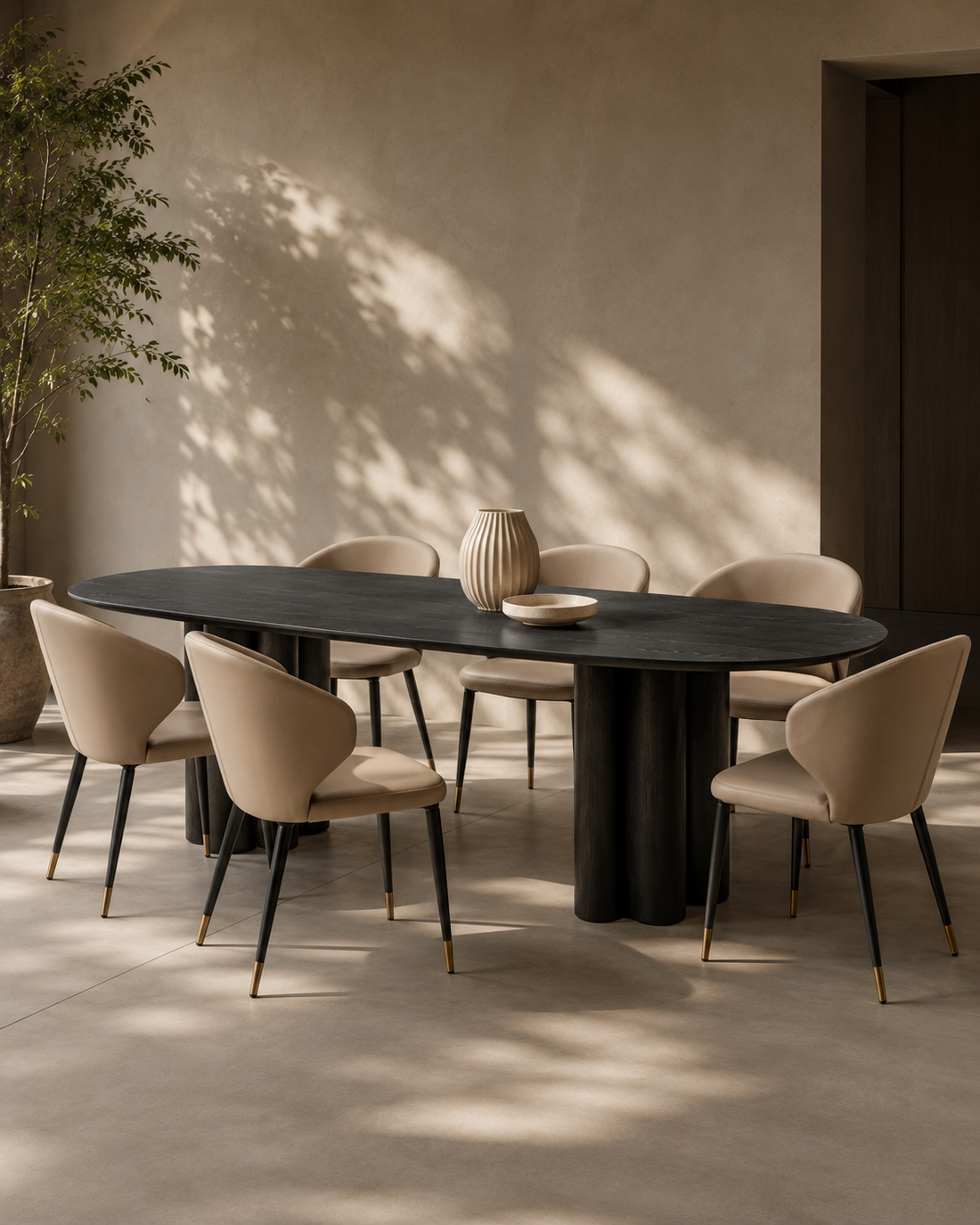 Moon Dining Table 240 - Black Oak