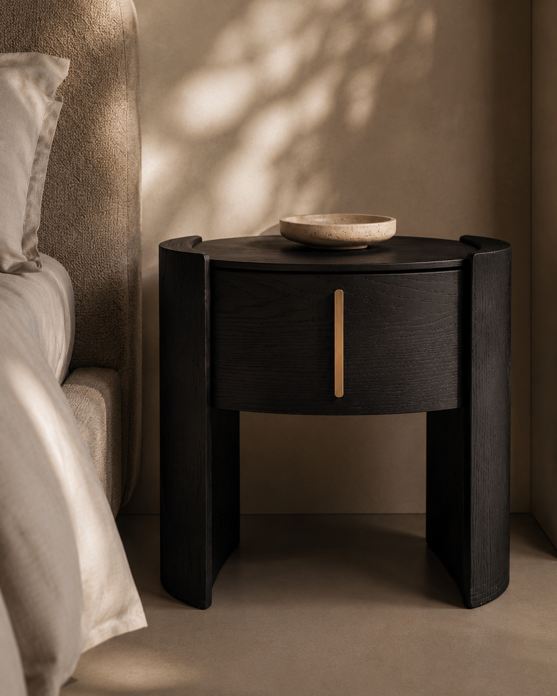 Tulume Bedside - Matt Black Oak