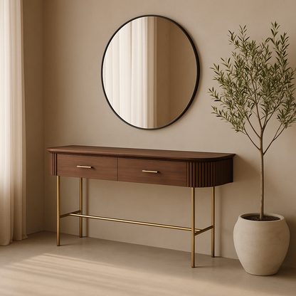 Lantine Console - Walnut &amp; Brass